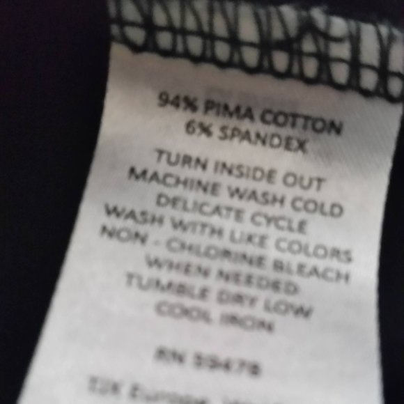 Black V-Neck 3/4 Sleeve Cotton T Shirt Small EUC - Picture 4 of 5